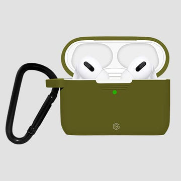GRIPP Silicon AirPods Pro Case with Keyring Hook & Strap - Olive Green