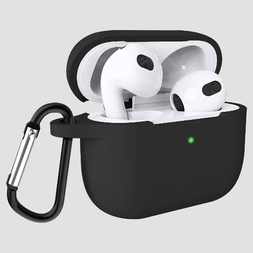 GRIPP Silicon AirPods (3rd Generation) Case with Keyring Hook & Strap - Black