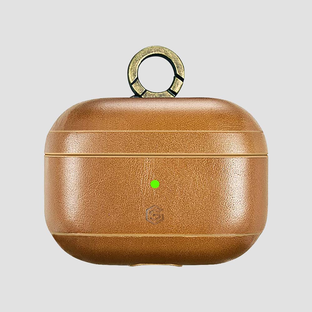 GRIPP Genuine Leather AirPods Pro Case with Metal Clasp - Camel