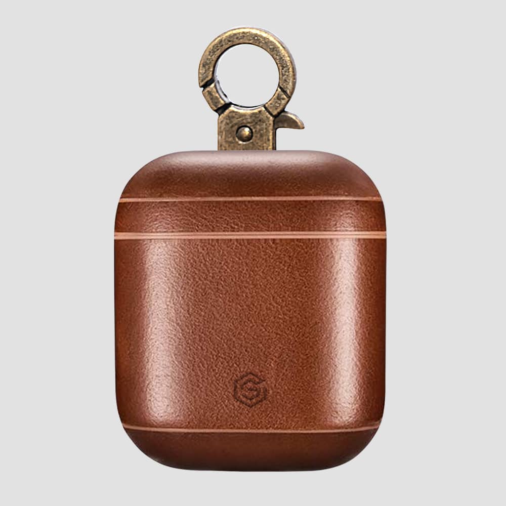 GRIPP Genuine Leather AirPods (1st & 2nd Generation) Case with Metal Clasp - Brown